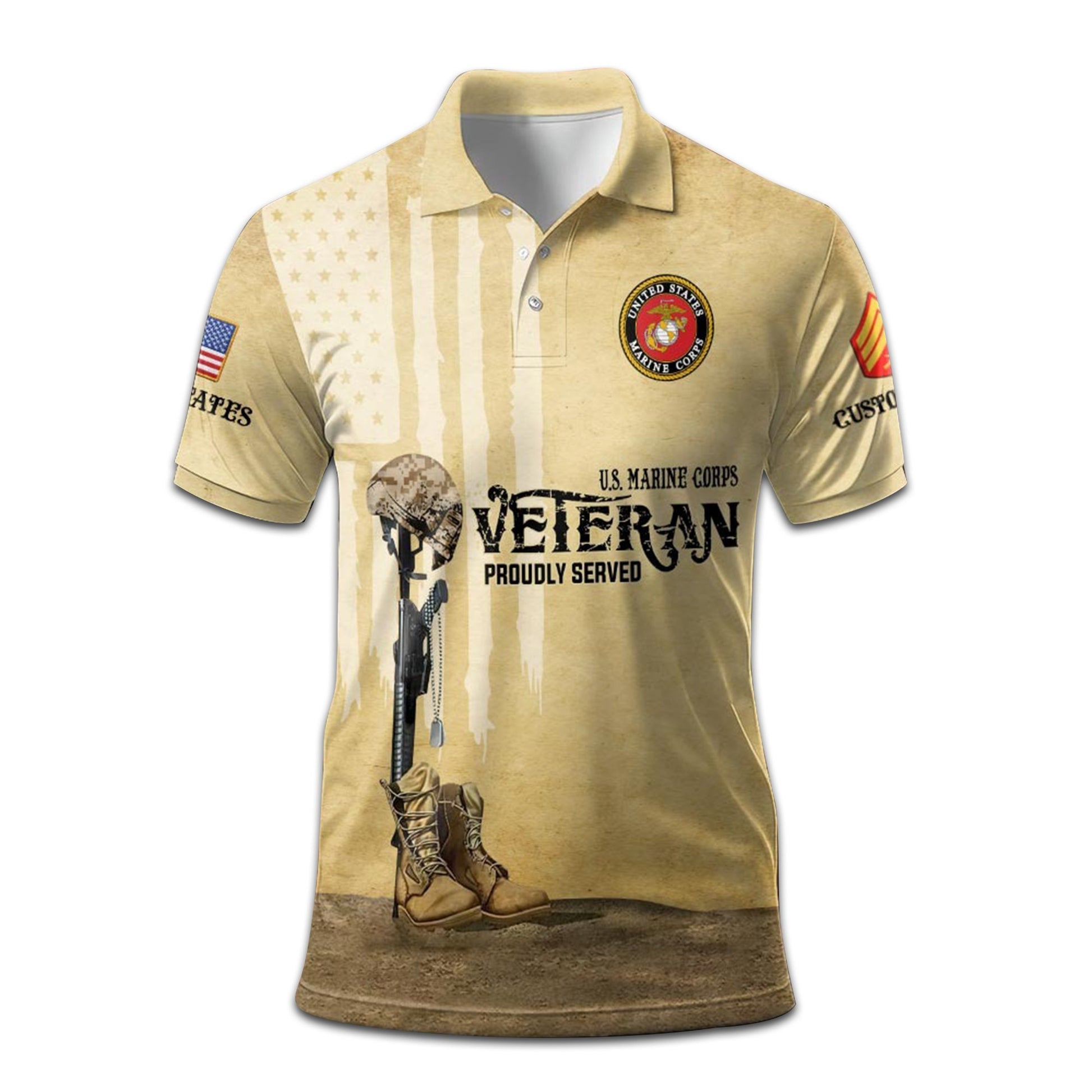 Premium Custom USMC Polo Shirt VPVC207903, Gifts for Marine Veteran, Gifts On Father's Day, Independence Day, Veterans Day.