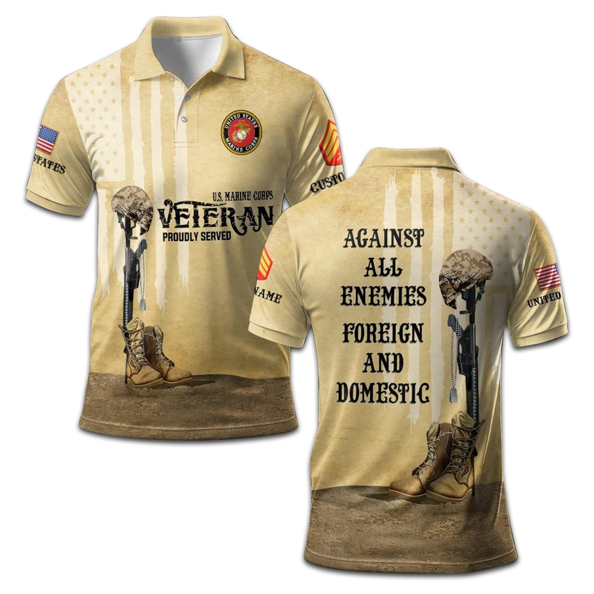 Premium Custom USMC Polo Shirt VPVC207903, Gifts for Marine Veteran, Gifts On Father's Day, Independence Day, Veterans Day.