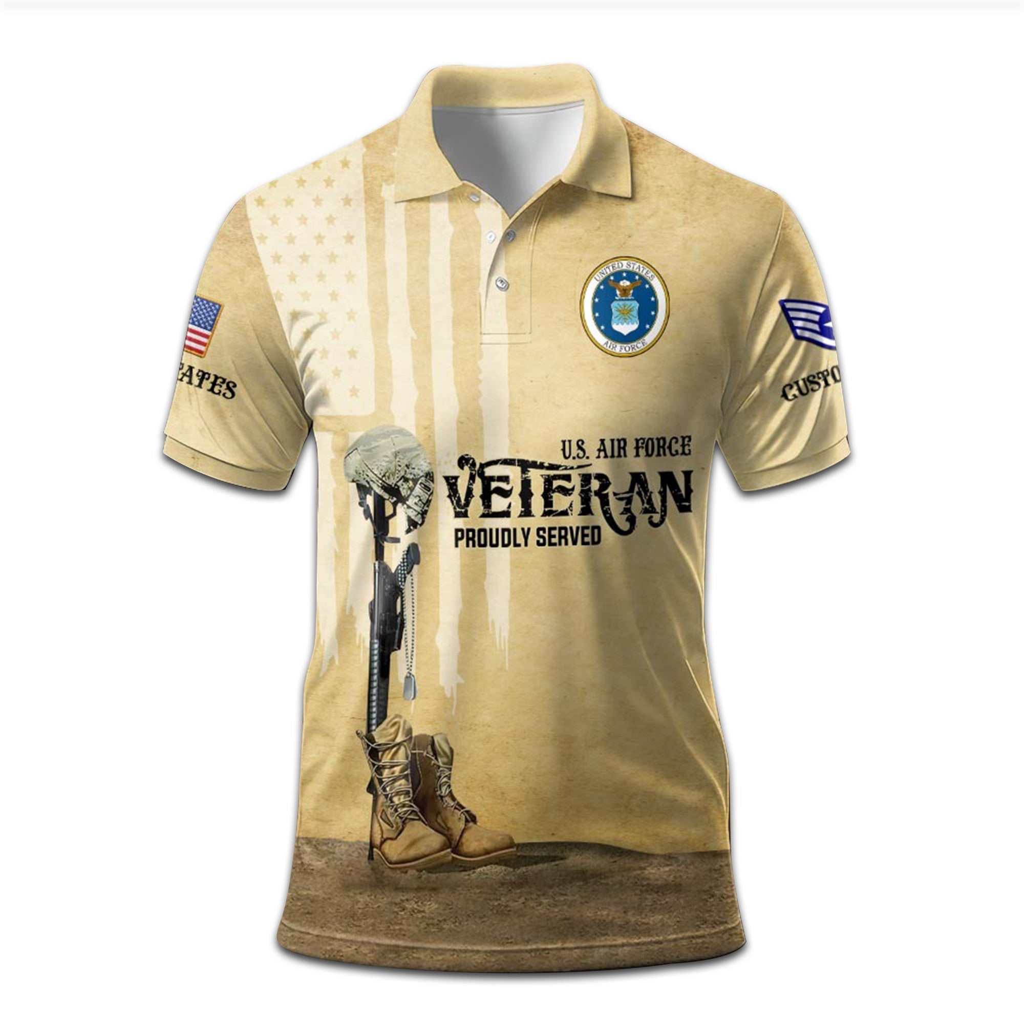 Premium Custom USAF Polo Shirt VPVC207904, Gifts for Air Force Veteran, Gifts On Father's Day, Independence Day, Veterans Day.