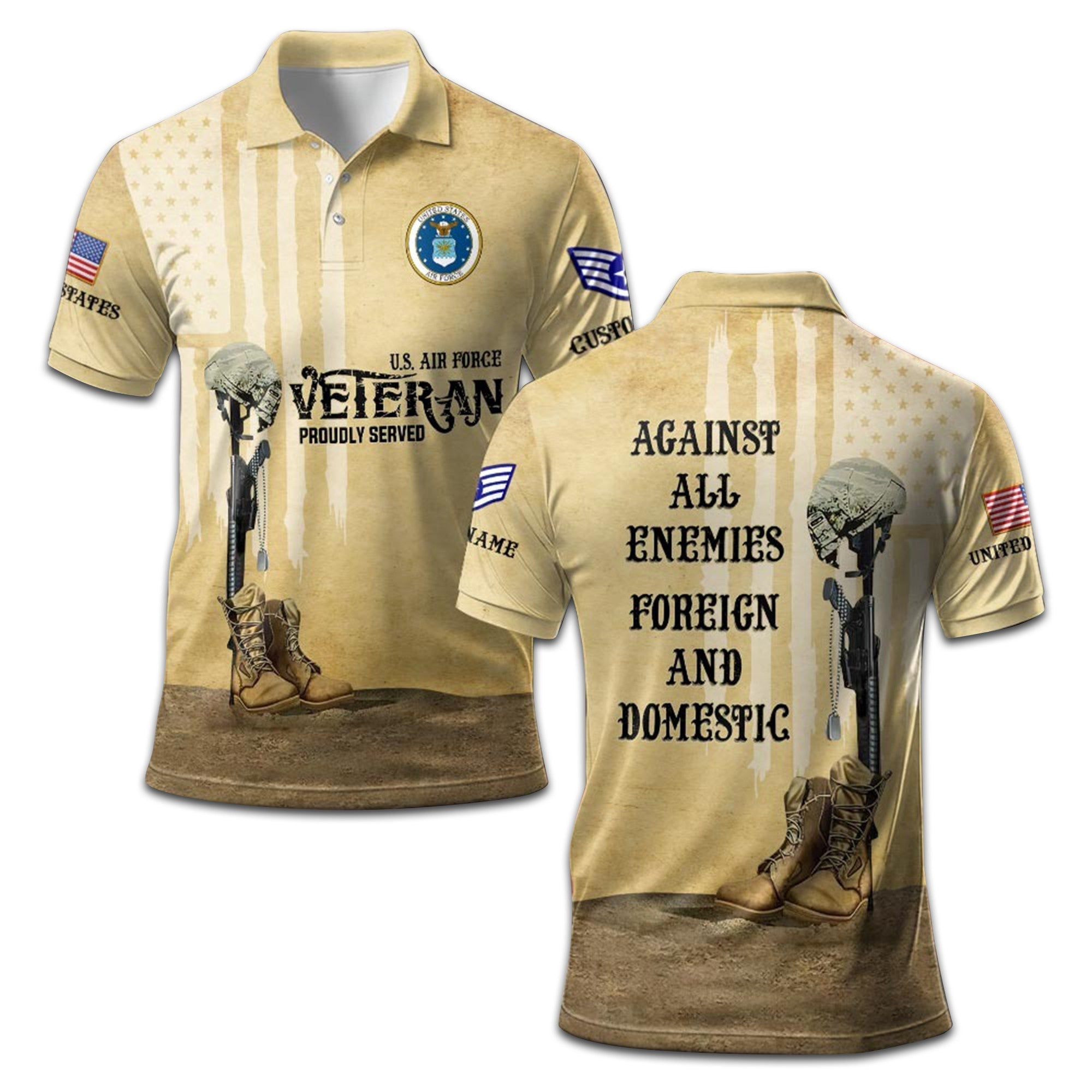 Premium Custom USAF Polo Shirt VPVC207904, Gifts for Air Force Veteran, Gifts On Father's Day, Independence Day, Veterans Day.