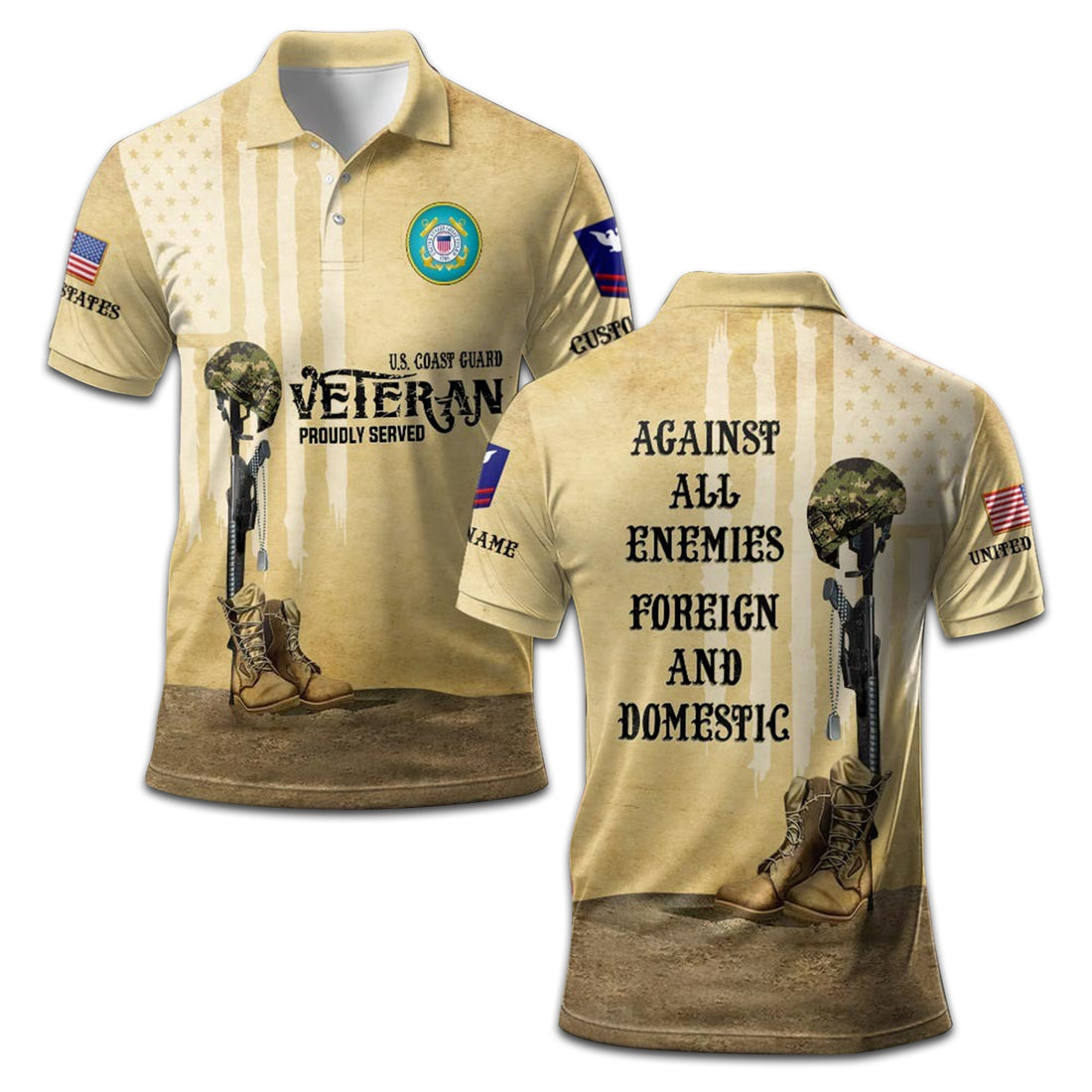 Premium Custom USCG Polo Shirt VPVC207905, Gifts for Coast Guard Veteran, Gifts On Father's Day, Independence Day, Veterans Day.