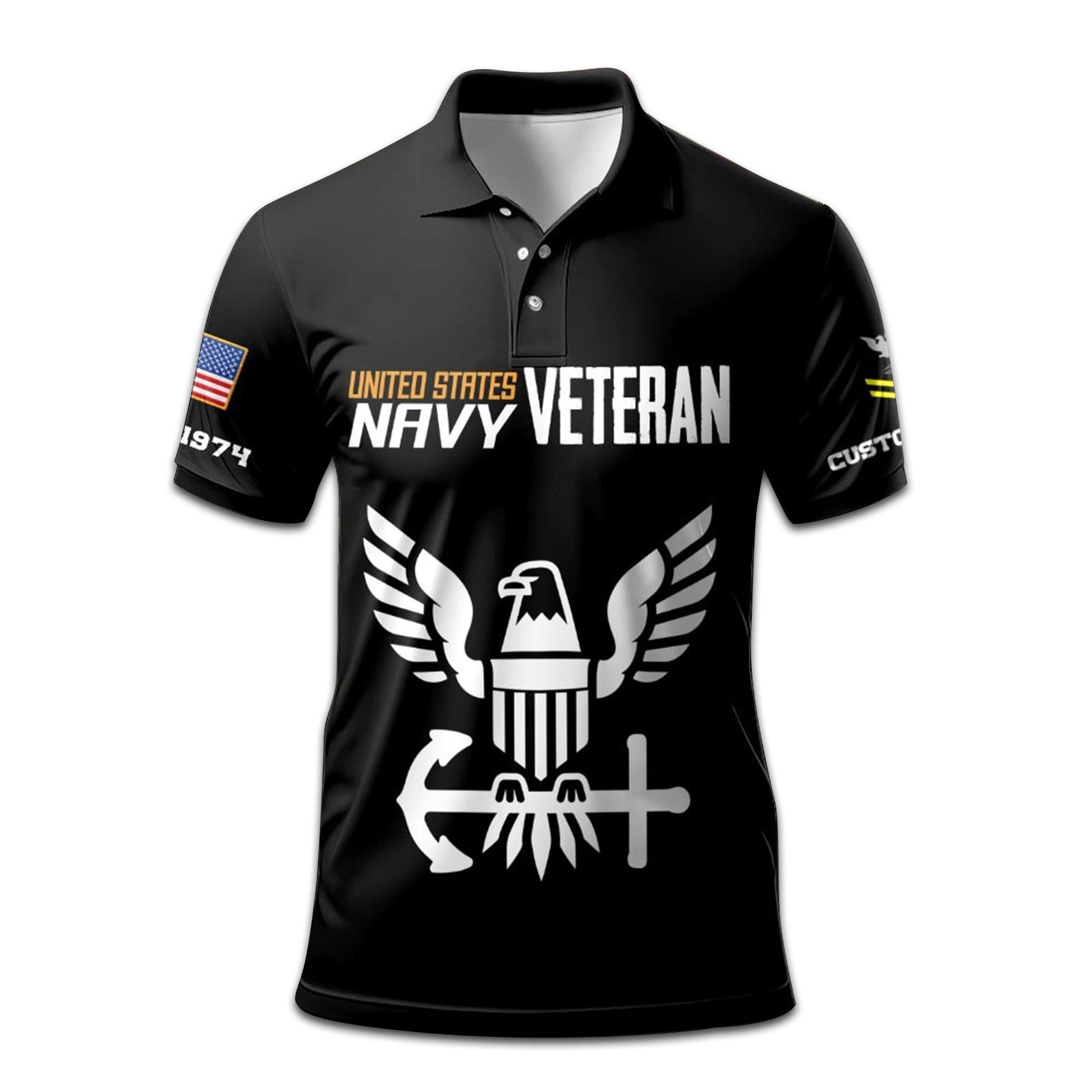 Premium Custom US Navy Polo Shirt VPVC208002, Gifts for Navy Veteran, Gifts On Father's Day, Independence Day, Veterans Day.