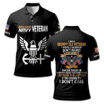 Premium Custom US Navy Polo Shirt VPVC208002, Gifts for Navy Veteran, Gifts On Father's Day, Independence Day, Veterans Day.