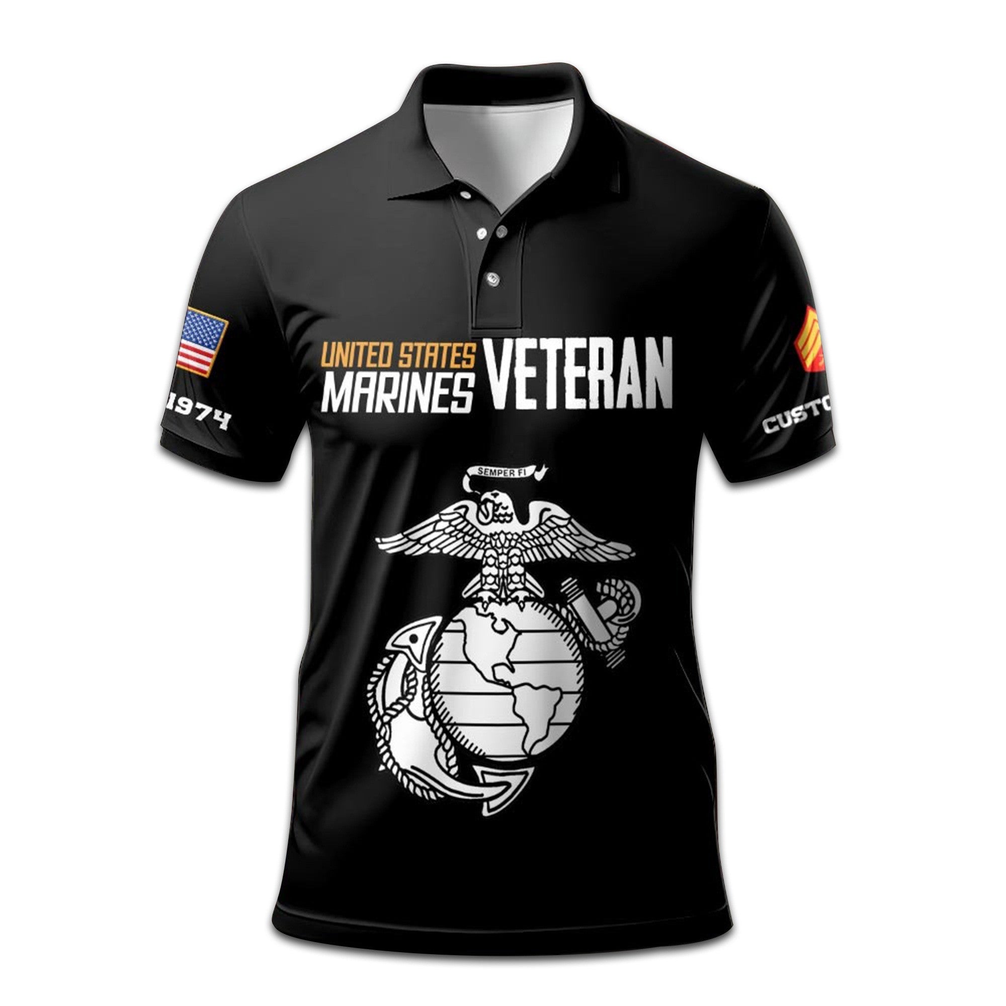 Premium Custom USMC Polo Shirt VPVC208003, Gifts for Marine Veteran, Gifts On Father's Day, Independence Day, Veterans Day.