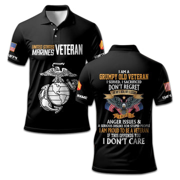 Premium Custom USMC Polo Shirt VPVC208003, Gifts for Marine Veteran, Gifts On Father's Day, Independence Day, Veterans Day.