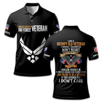 Premium Custom USAF Polo Shirt VPVC208004, Gifts for Air Force Veteran, Gifts On Father's Day, Independence Day, Veterans Day.