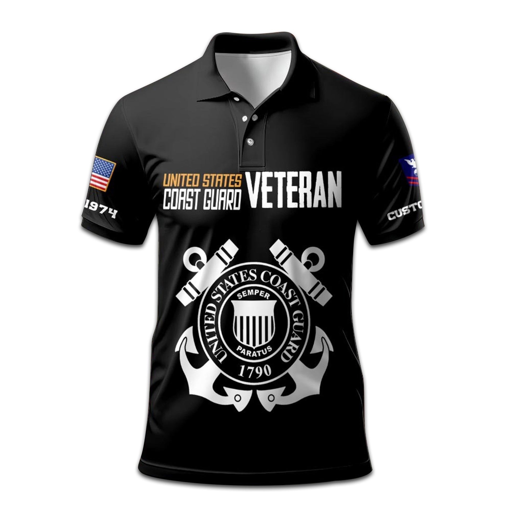Premium Custom USCG Polo Shirt VPVC208005, Gifts for Coast Guard Veteran, Gifts On Father's Day, Independence Day, Veterans Day.