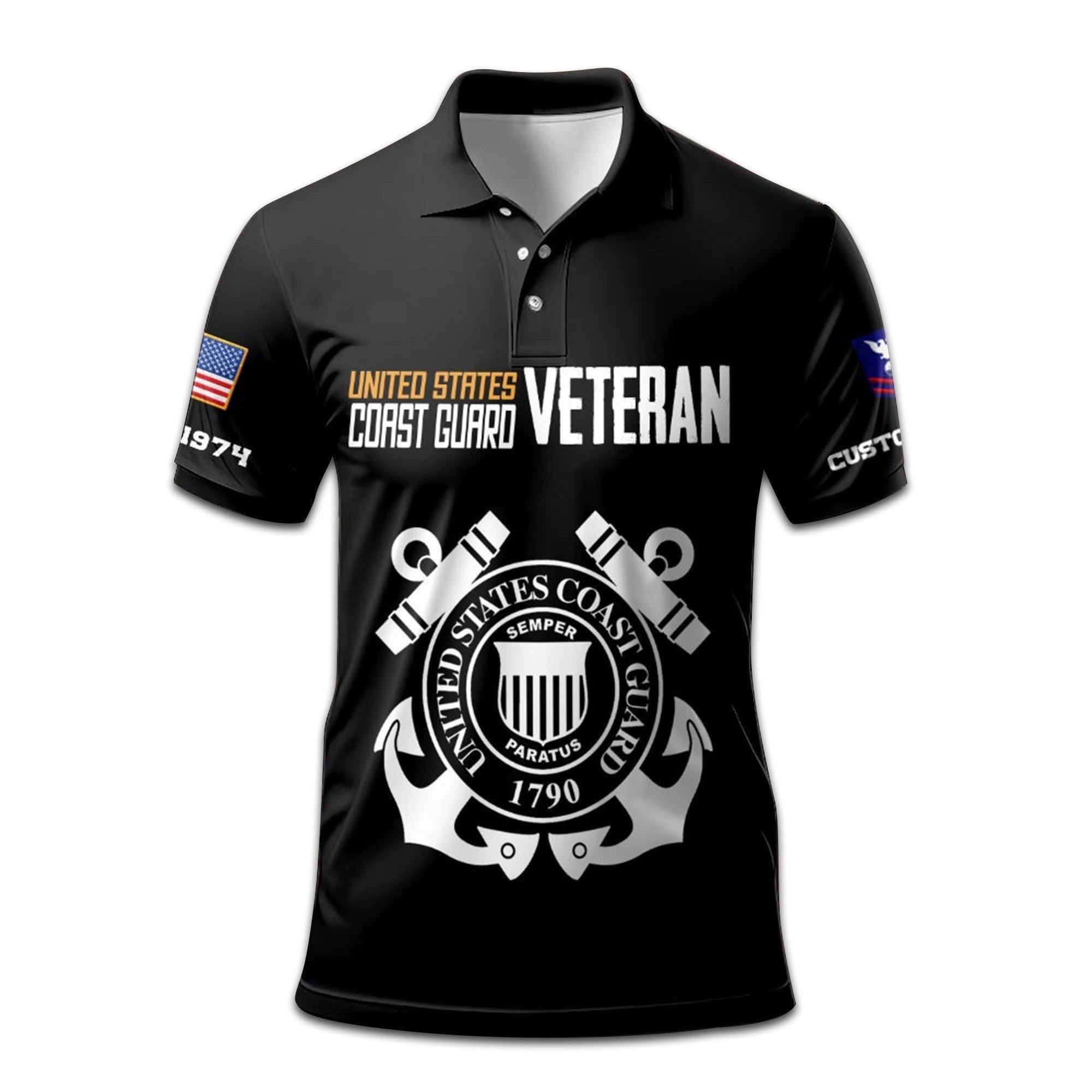 Premium Custom USCG Polo Shirt VPVC208005, Gifts for Coast Guard Veteran, Gifts On Father's Day, Independence Day, Veterans Day.