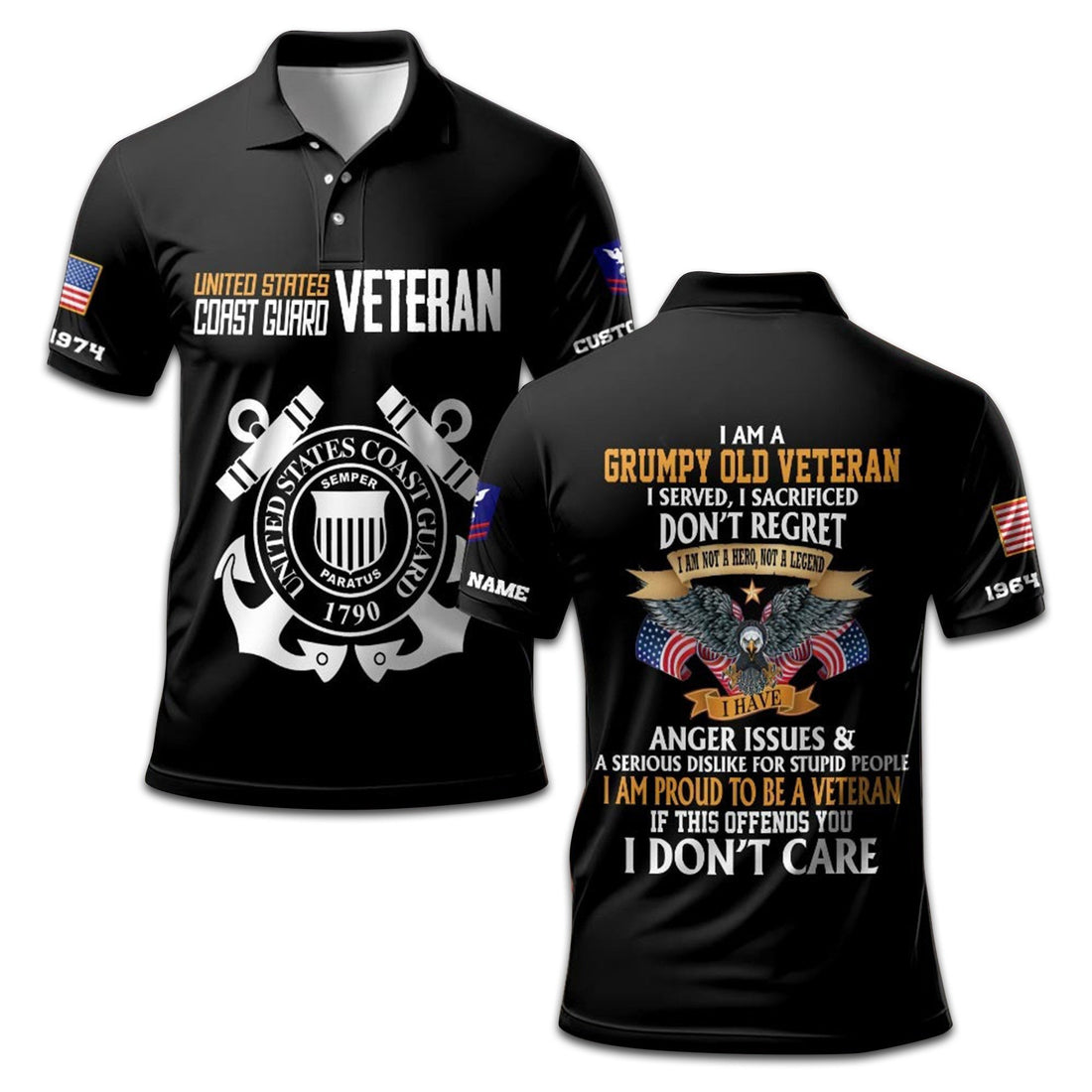 Premium Custom USCG Polo Shirt VPVC208005, Gifts for Coast Guard Veteran, Gifts On Father's Day, Independence Day, Veterans Day.