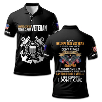 Premium Custom USCG Polo Shirt VPVC208005, Gifts for Coast Guard Veteran, Gifts On Father's Day, Independence Day, Veterans Day.