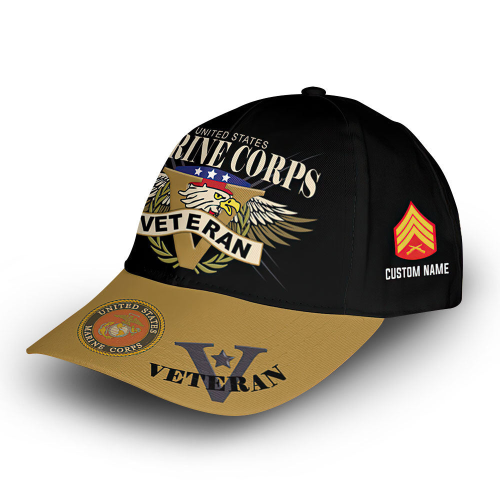 Premium Custom USMC Cap VPVC006003, Gifts For Marine Veteran, Best Gifts On Father's Day, Armed Forces Day, Independence Day, Veterans Day.