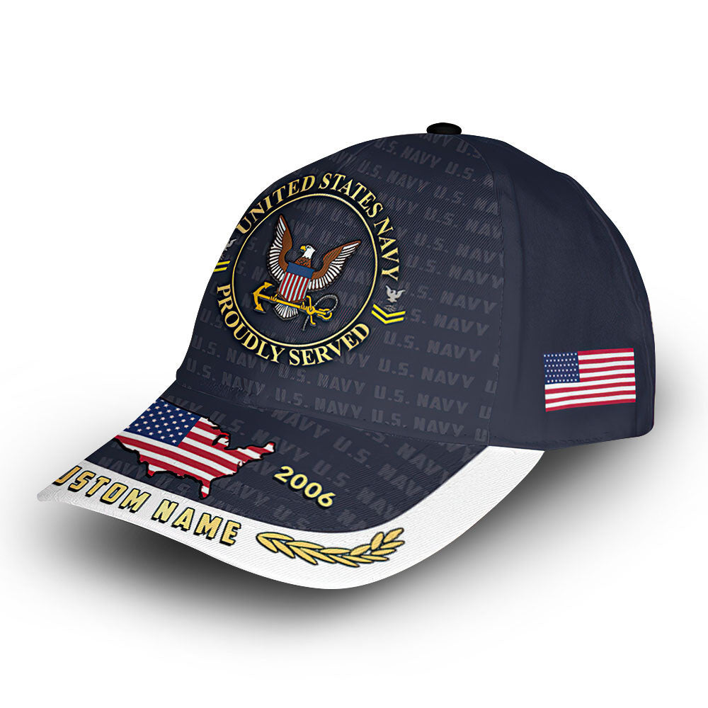 Unique Custom Name, Rank, Year, US Navy Cap VPVC006602, Gifts For Navy Veteran, Gifts For Dad, For Husband, Best Gifts On Father's Day, Independence Day, Veterans Day.