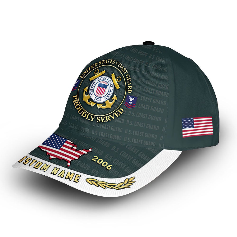 Unique Custom Name, Rank, Year, USCG Cap VPVC006605, Gifts For Coast Guard Veteran, Gifts For Dad, For Husband, Best Gifts On Father's Day, Independence Day, Veterans Day.