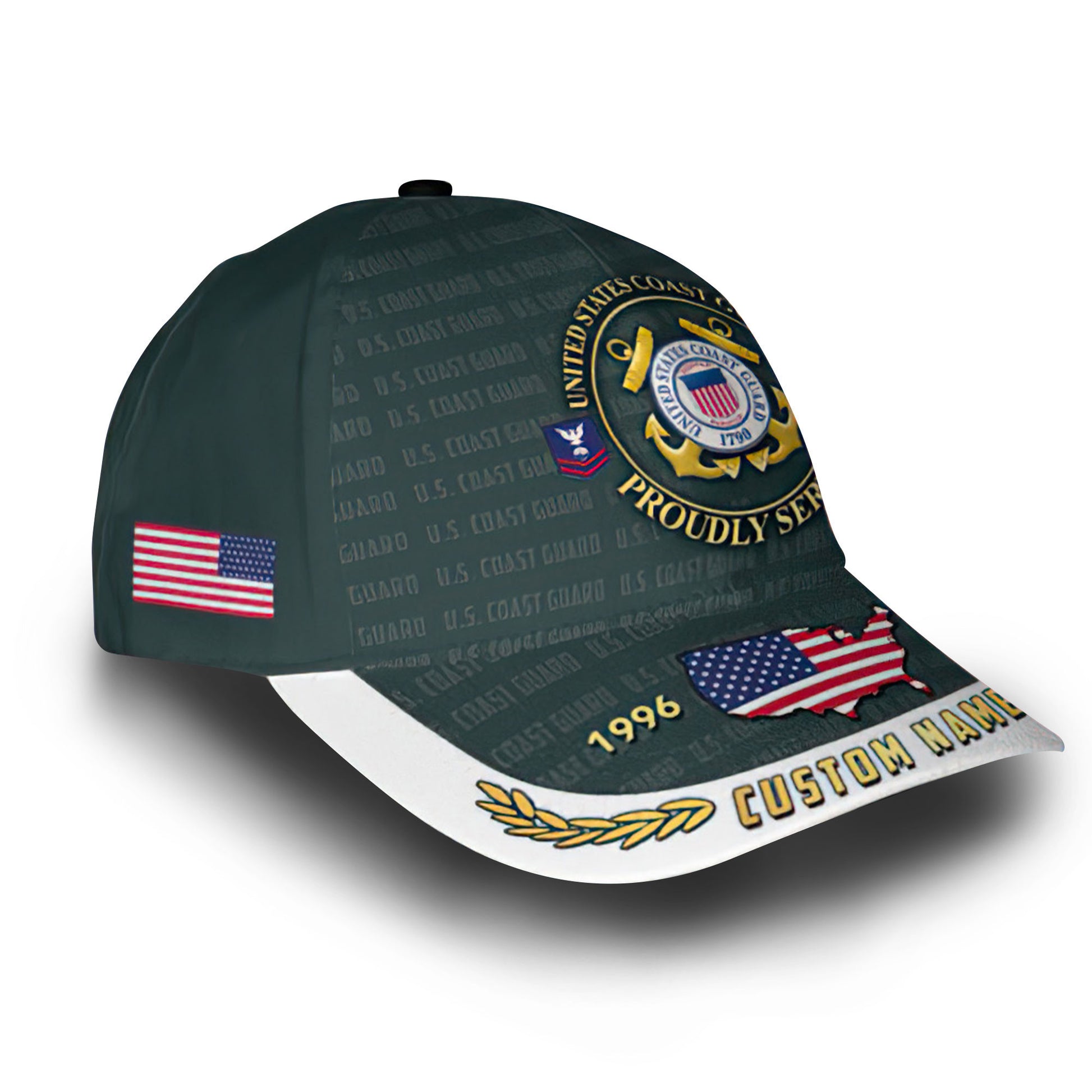 Unique Custom Name, Rank, Year, USCG Cap VPVC006605, Gifts For Coast Guard Veteran, Gifts For Dad, For Husband, Best Gifts On Father's Day, Independence Day, Veterans Day.