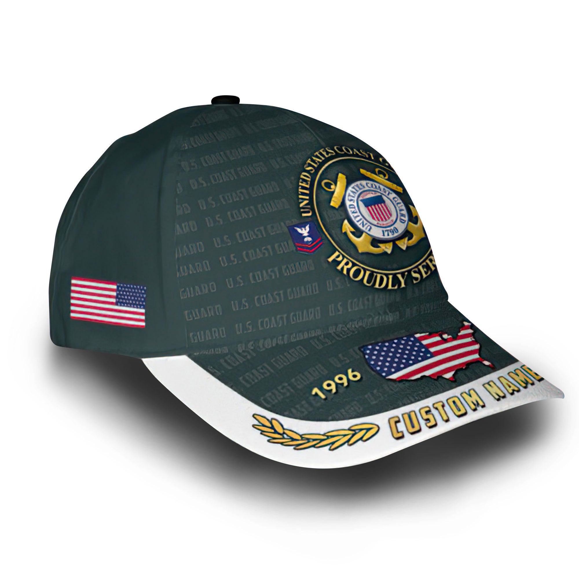 Unique Custom Name, Rank, Year, USCG Cap VPVC006605, Gifts For Coast Guard Veteran, Gifts For Dad, For Husband, Best Gifts On Father's Day, Independence Day, Veterans Day.