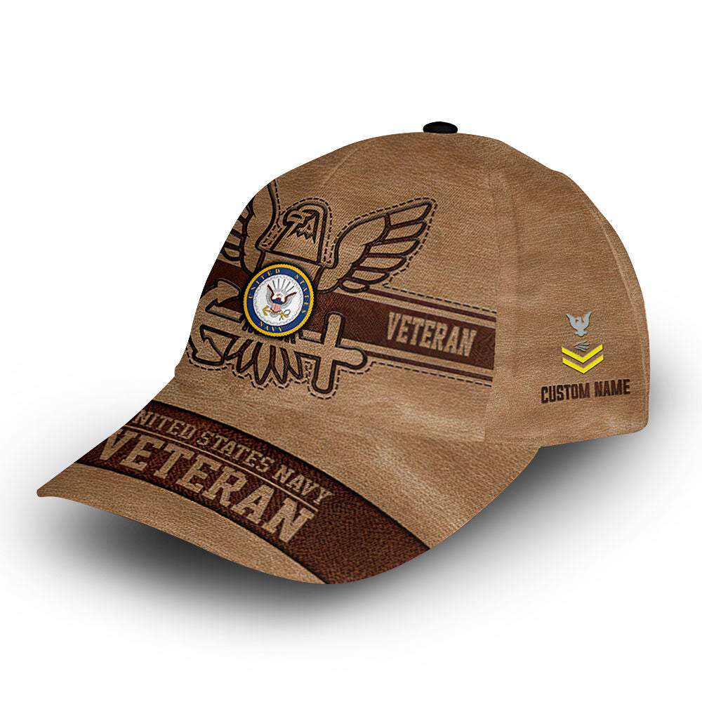 Unique Custom Name, Rank, Year, US Navy Cap VPVC006702, Gifts For Navy Veteran, Gifts For Dad, For Husband, Best Gifts On Father's Day, Independence Day, Veterans Day.