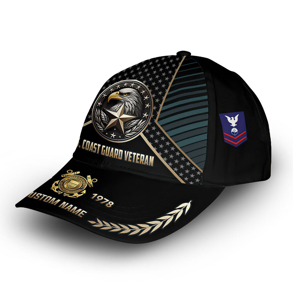 Unique Custom Name, Rank, Year, USCG Cap VPVC007305, Gifts For Coast Guard Veteran, Gifts For Dad, For Husband, Best Gifts On Father's Day, Independence Day, Veterans Day.