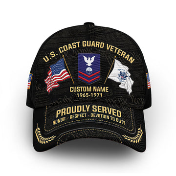 Unique Custom Name, Rank, Year, USCG Cap VPVC007405, Gifts For Coast Guard Veteran, Gifts For Dad, For Husband, Best Gifts On Father's Day, Independence Day, Veterans Day.