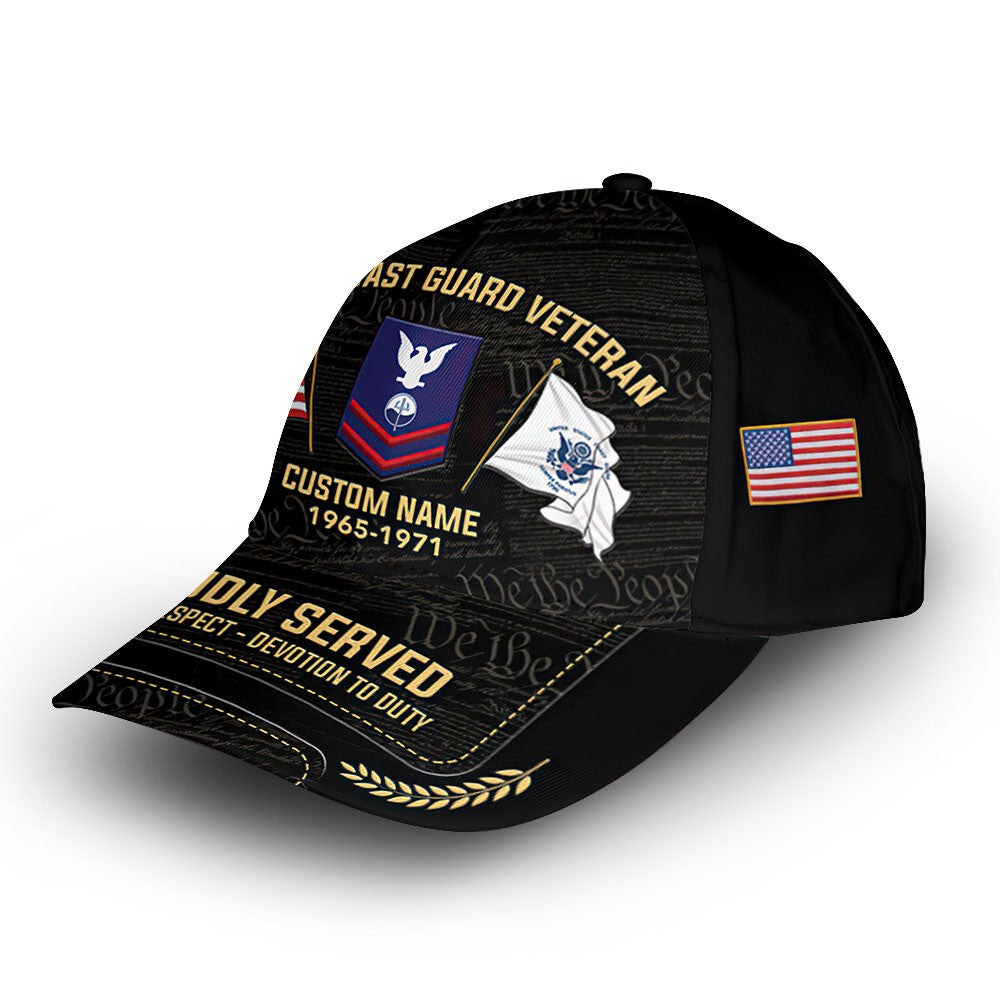 Unique Custom Name, Rank, Year, USCG Cap VPVC007405, Gifts For Coast Guard Veteran, Gifts For Dad, For Husband, Best Gifts On Father's Day, Independence Day, Veterans Day.