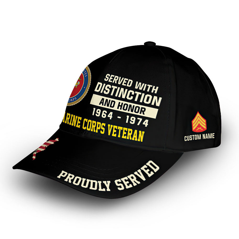 Unique Custom Name, Rank, Year, USMC Cap VPVC008003, Gifts For Marine Veteran, Gifts For Dad, For Husband, Best Gifts On Father's Day, Independence Day, Veterans Day.