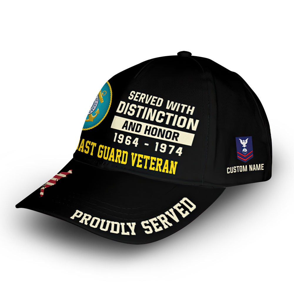 Unique Custom Name, Rank, Year, USCG Cap VPVC008005, Gifts For Coast Guard Veteran, Gifts For Dad, For Husband, Best Gifts On Father's Day, Independence Day, Veterans Day.