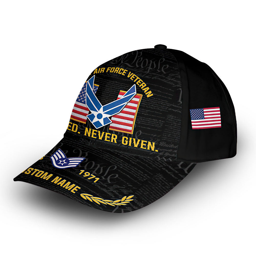 Premium Custom USAF Cap VPVC008504, Gifts For Air Force Veteran, Best Gifts On Father's Day, Armed Forces Day, Independence Day, Veterans Day.