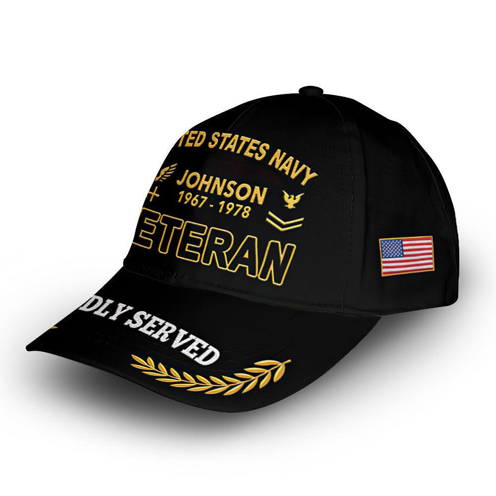 Premium Custom US Navy Cap VPVC009402, Gifts For Navy Veteran, Best Gifts On Father's Day, Armed Forces Day, Independence Day, Veterans Day.