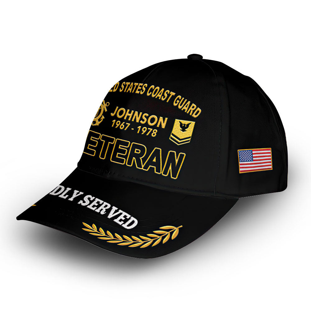 Premium Custom USCG Cap VPVC009405, Gifts For Coast Guard Veteran, Best Gifts On Father's Day, Armed Forces Day, Independence Day, Veterans Day.
