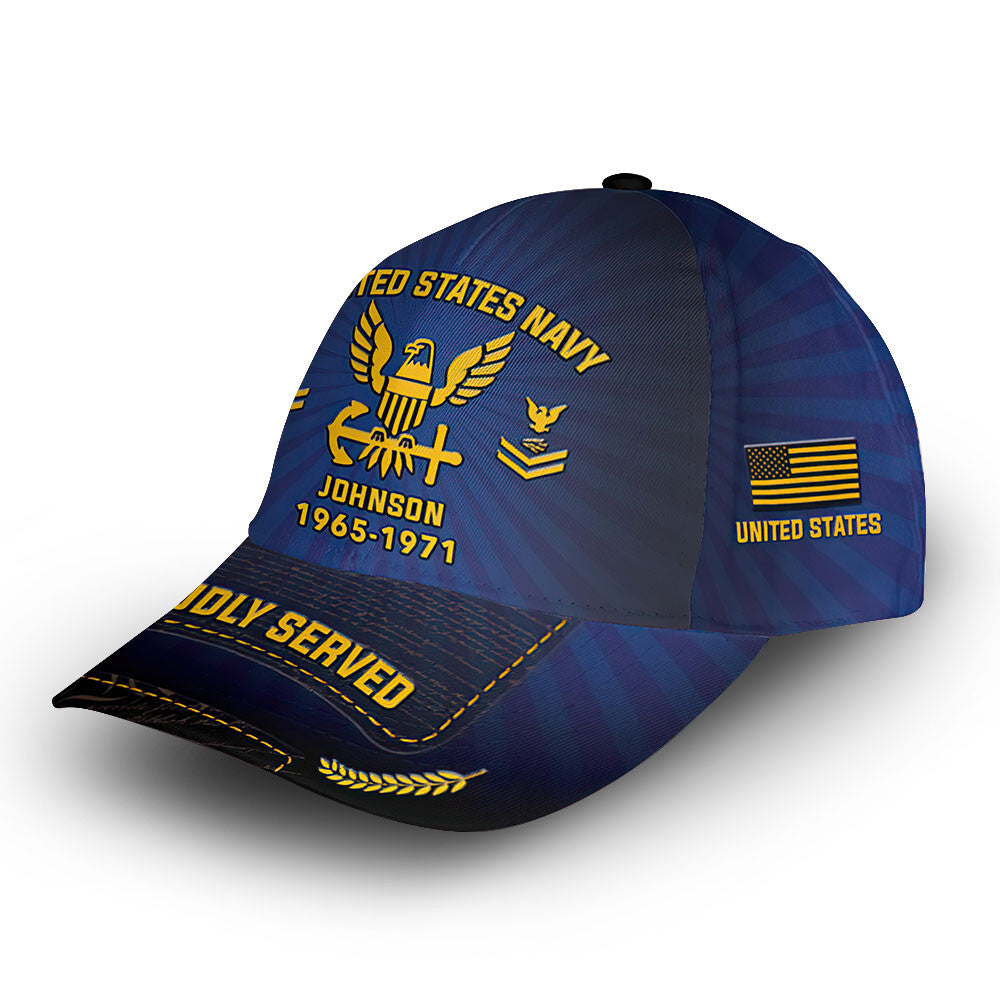 Premium Custom US Navy Cap VPVC009502, Gifts For Navy Veteran, Best Gifts On Father's Day, Armed Forces Day, Independence Day, Veterans Day.