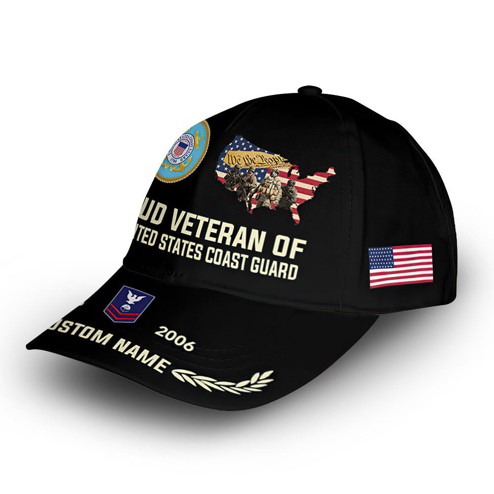 Premium USCG Cap VPVC009705, Custom Name, Rank, Year, Gifts For Coast Guard Veteran, Best Gifts On Father's Day, Armed Forces Day, Independence Day, Veterans Day.