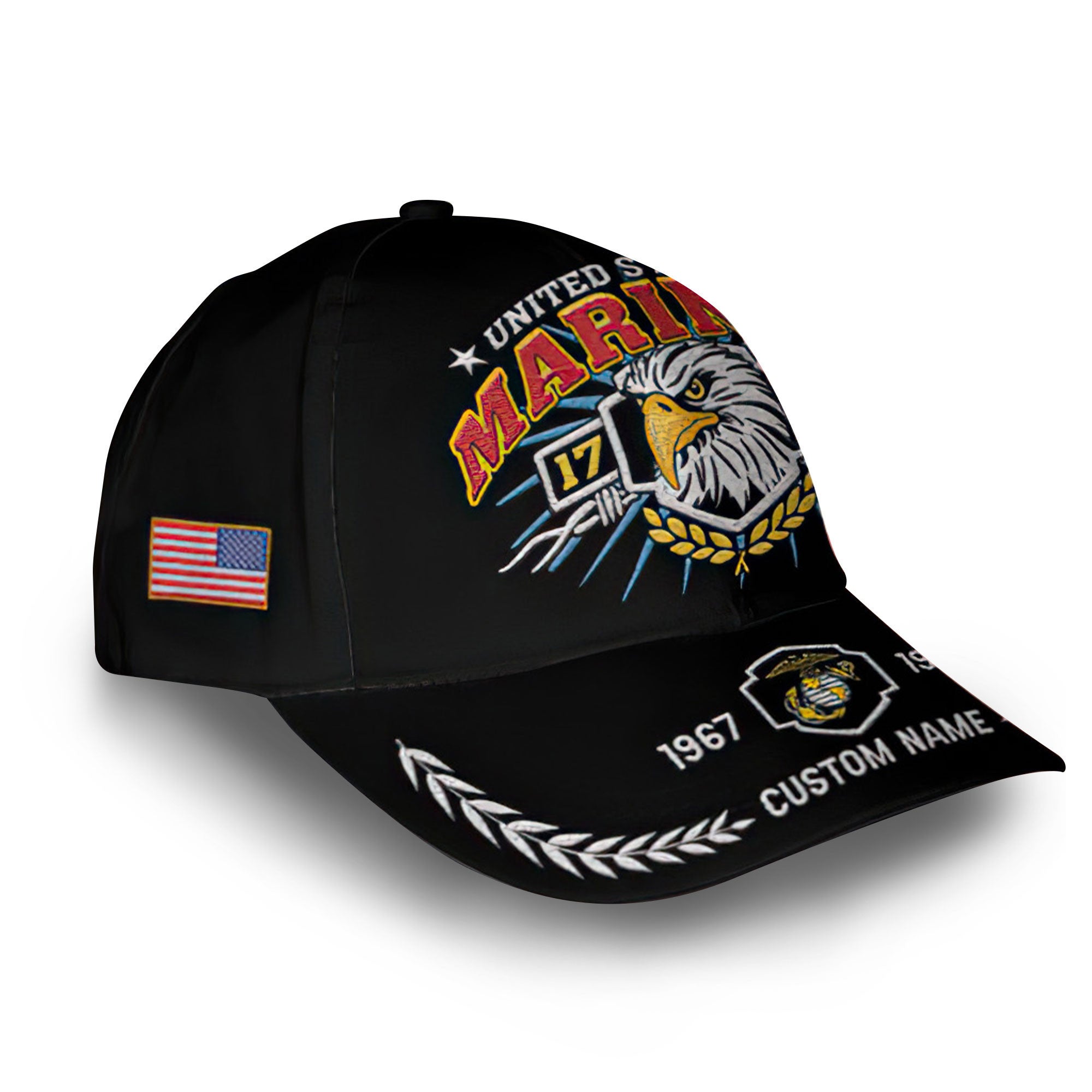 Premium USMC Cap VPVC009803, Custom Name, Rank, Year, Gifts For Marine Veteran, Best Gifts On Father's Day, Armed Forces Day, Independence Day, Veterans Day.
