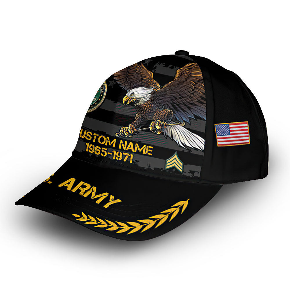 Premium US Army Cap VPVC010001, Custom Name, Rank, Year, Gifts For Army Veteran, Best Gifts On Father's Day, Armed Forces Day, Independence Day, Veterans Day.