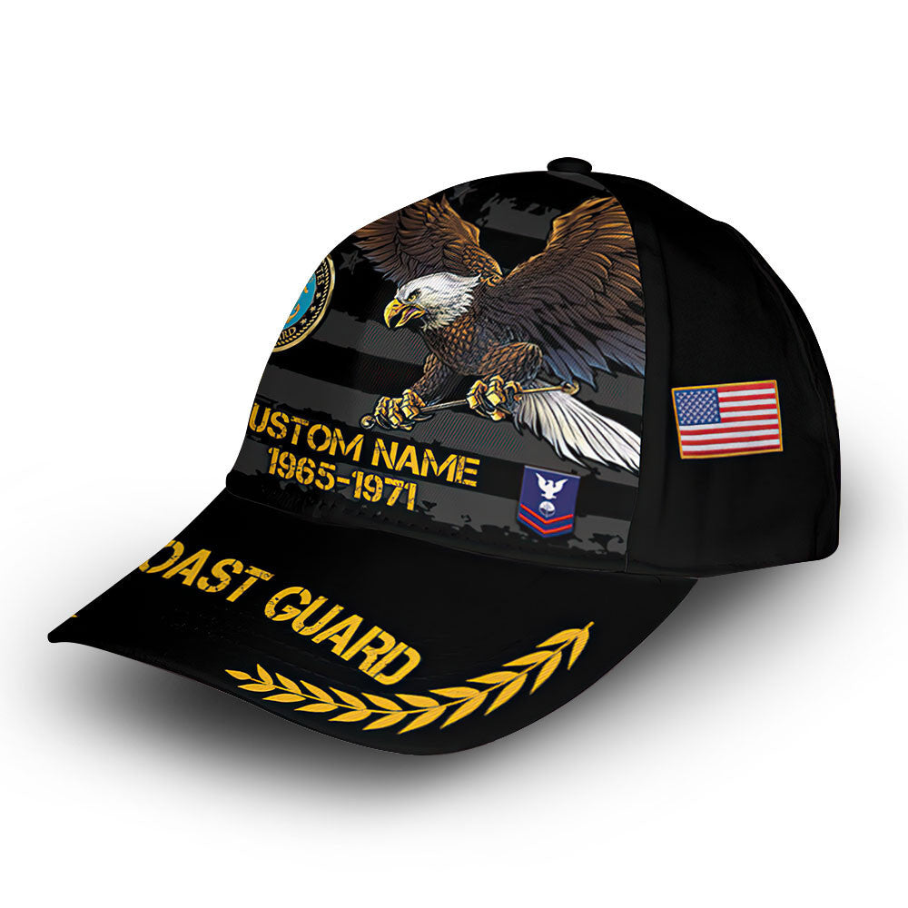 Premium USCG Cap VPVC010005, Custom Name, Rank, Year, Gifts For Coast Guard Veteran, Best Gifts On Father's Day, Armed Forces Day, Independence Day, Veterans Day.