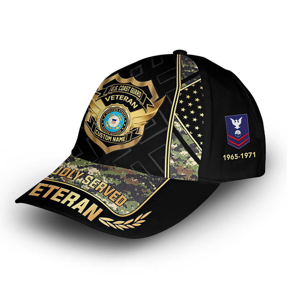 Premium Custom USCG Cap VPVC010205, Gifts For Coast Guard Veteran, Gifts For Dad, For Husband, Best Gifts On Father's Day, Armed Forces Day, Independence Day, Veterans Day.