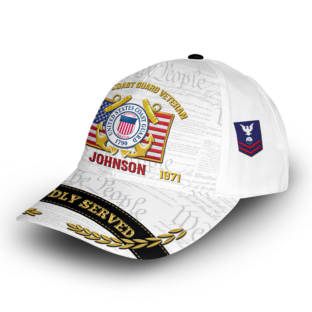 Premium Custom USCG Cap VPVC010305, Gifts For Coast Guard Veteran, Gifts For Dad, For Husband, Best Gifts On Father's Day, Armed Forces Day, Independence Day, Veterans Day.