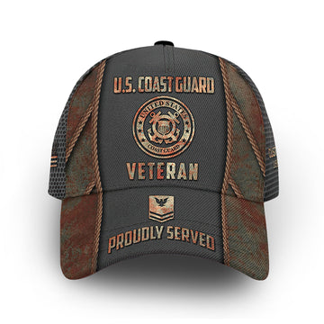 Premium Custom USCG Cap VPVC010905, Gifts For Coast Guard Veteran, Best Gifts On Father's Day, Armed Forces Day, Independence Day, Veterans Day.