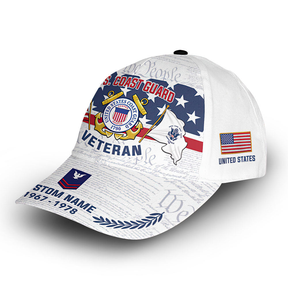 Premium Custom USCG Cap VPVC011305, Gifts For Coast Guard Veteran, Gifts For Dad, For Husband, Best Gifts On Father's Day, Armed Forces Day, Independence Day, Veterans Day.