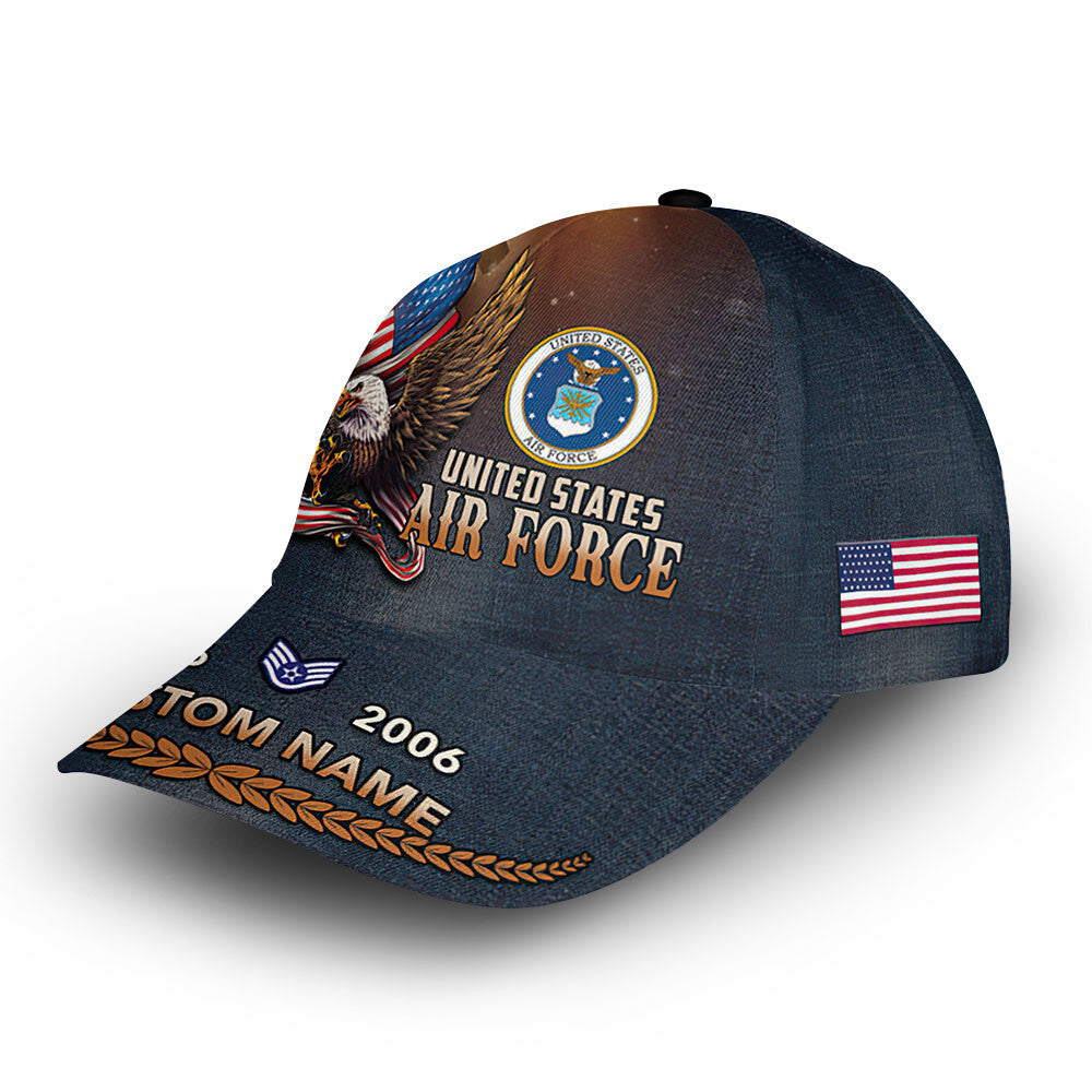Unique Custom Name, Rank, Year, USAF Cap VPVC011504, Gifts For Air Force Veteran, Gifts For Dad, For Husband, Best Gifts On Father's Day, Independence Day, Veterans Day.
