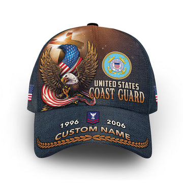 Unique Custom Name, Rank, Year, USCG Cap VPVC011505, Gifts For Coast Guard Veteran, Gifts For Dad, For Husband, Best Gifts On Father's Day, Independence Day, Veterans Day.