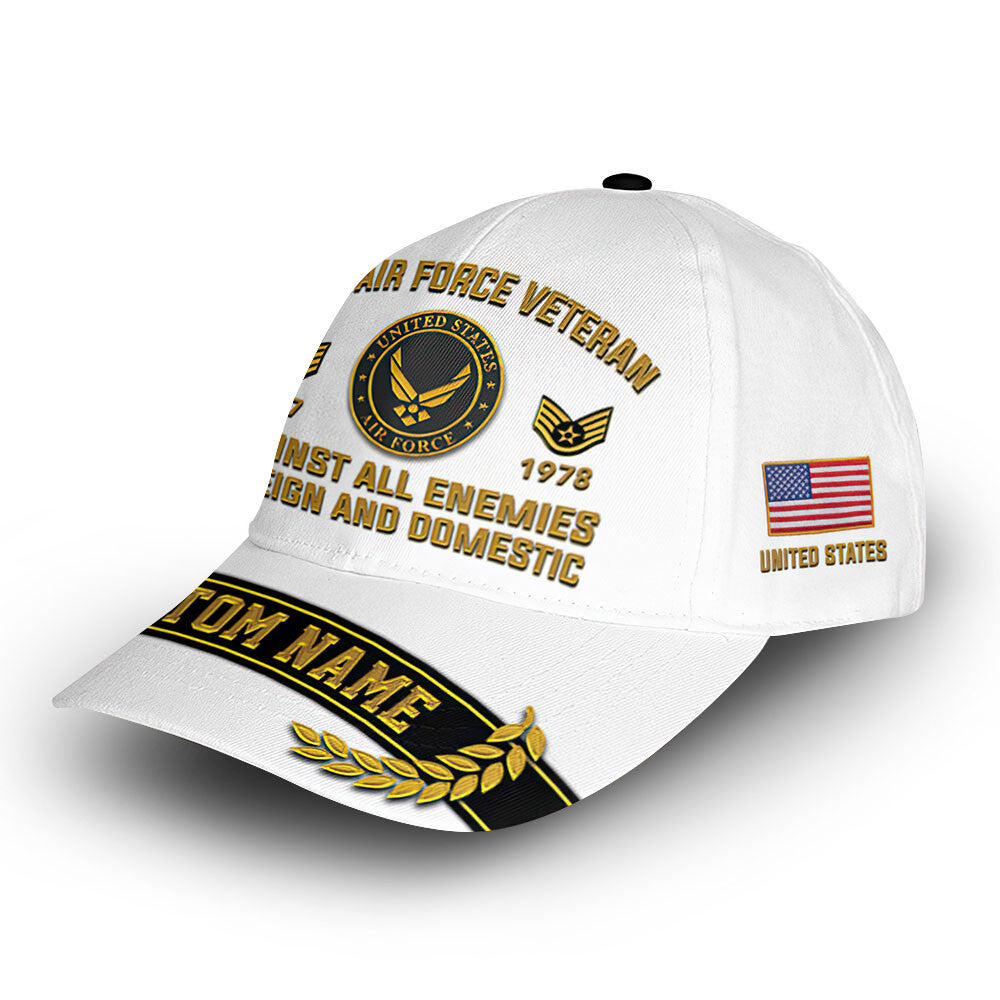 Premium USAF Cap VPVC012104, Custom Name, Rank, Year, Gifts For Air Force Veteran, Best Gifts On Father's Day, Armed Forces Day, Independence Day, Veterans Day.