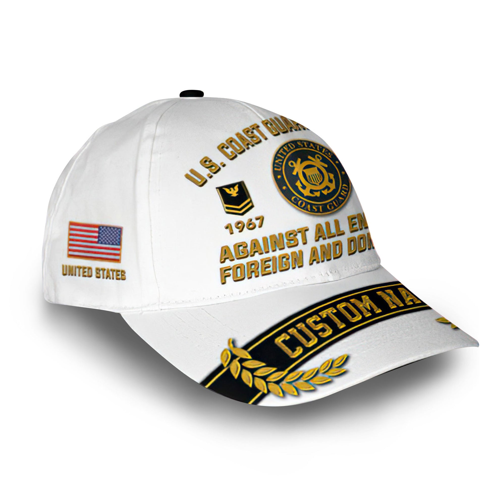 Premium USCG Cap VPVC012105, Custom Name, Rank, Year, Gifts For Coast Guard Veteran, Best Gifts On Father's Day, Armed Forces Day, Independence Day, Veterans Day.