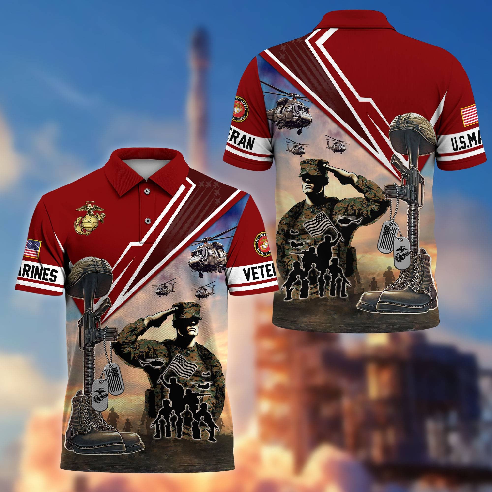 Premium US Veterans Polo Shirt BPHN060211, Gifts For US Veterans, Gifts On Father's Day, Independence Day, Armed Forces Day, Veterans Day.