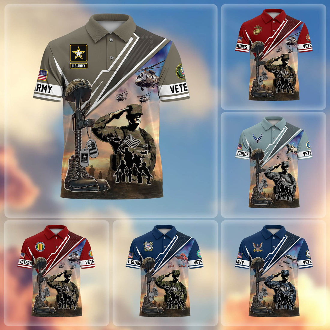 Premium US Veterans Polo Shirt BPHN060211, Gifts For US Veterans, Gifts On Father's Day, Independence Day, Armed Forces Day, Veterans Day.