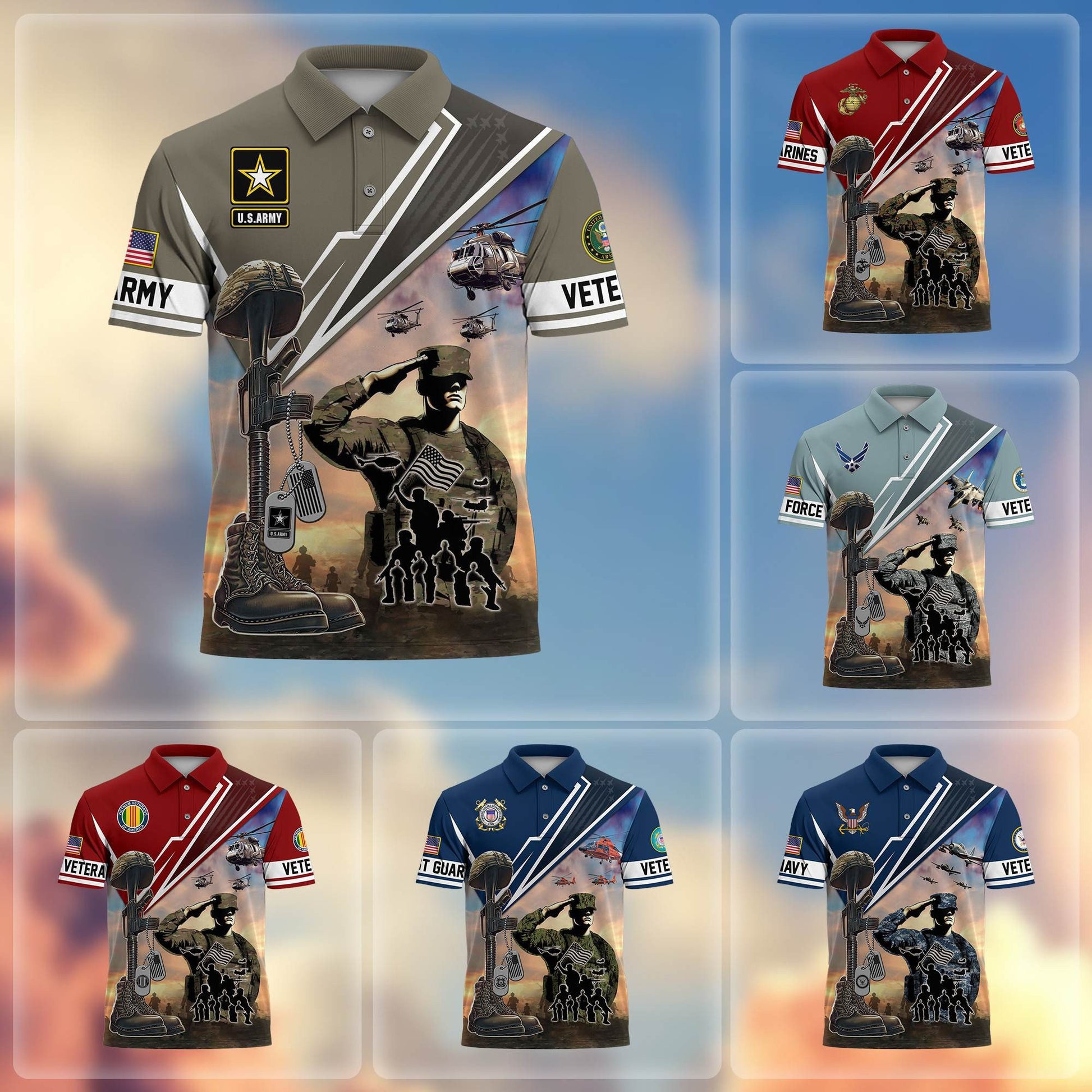 Premium US Veterans Polo Shirt BPHN060211, Gifts For US Veterans, Gifts On Father's Day, Independence Day, Armed Forces Day, Veterans Day.