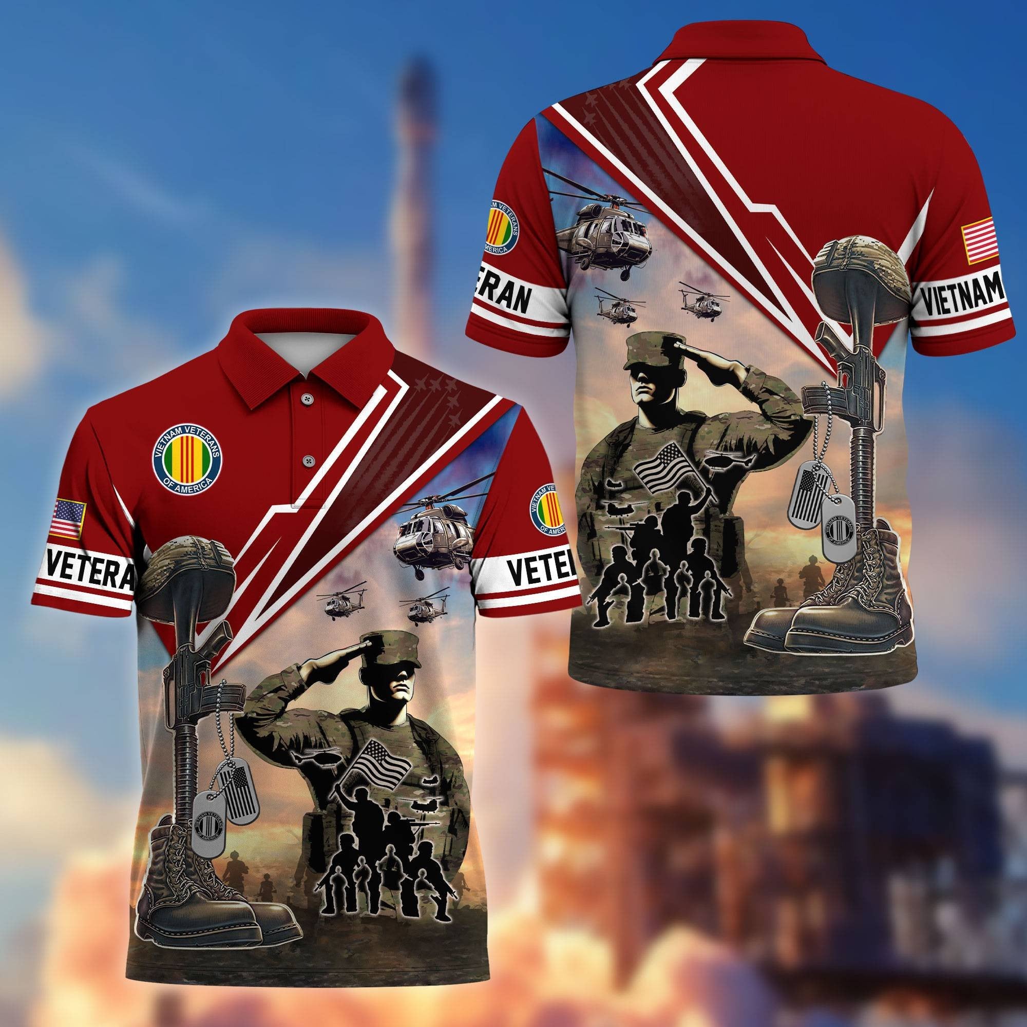 Premium US Veterans Polo Shirt BPHN060211, Gifts For US Veterans, Gifts On Father's Day, Independence Day, Armed Forces Day, Veterans Day.