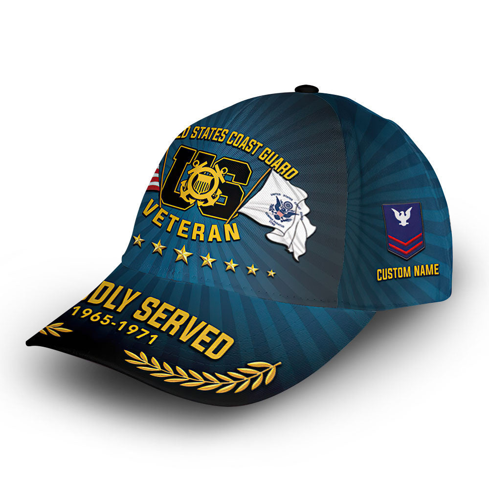 Premium Custom USCG Cap VPVC012705, Gifts For Coast Guard Veteran, Gifts For Dad, For Husband, Best Gifts On Father's Day, Armed Forces Day, Independence Day, Veterans Day.