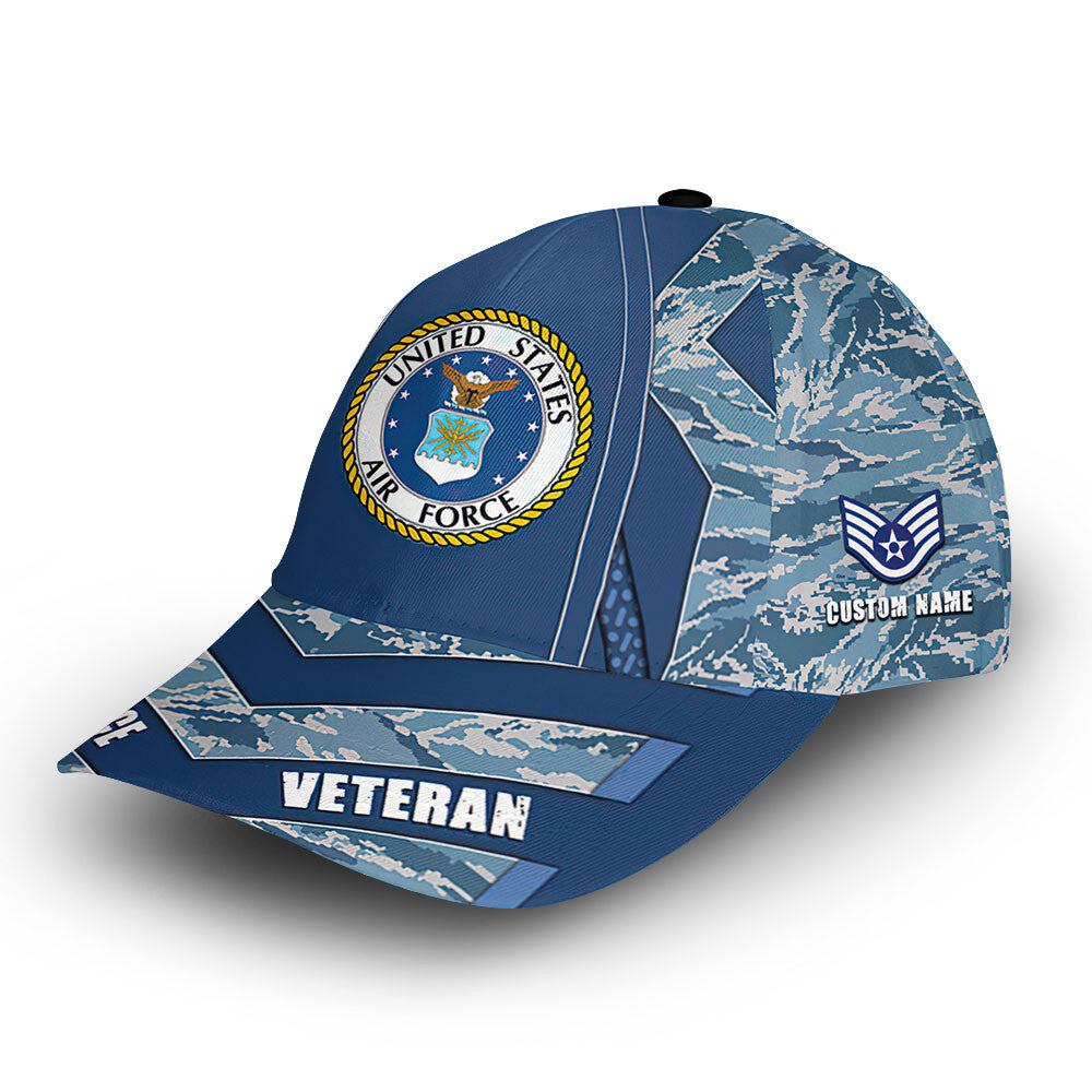 Unique Custom Name, Rank, Year, USAF Cap VPVC012804, Gifts For Air Force Veteran, Gifts For Dad, For Husband, Best Gifts On Father's Day, Independence Day, Veterans Day.