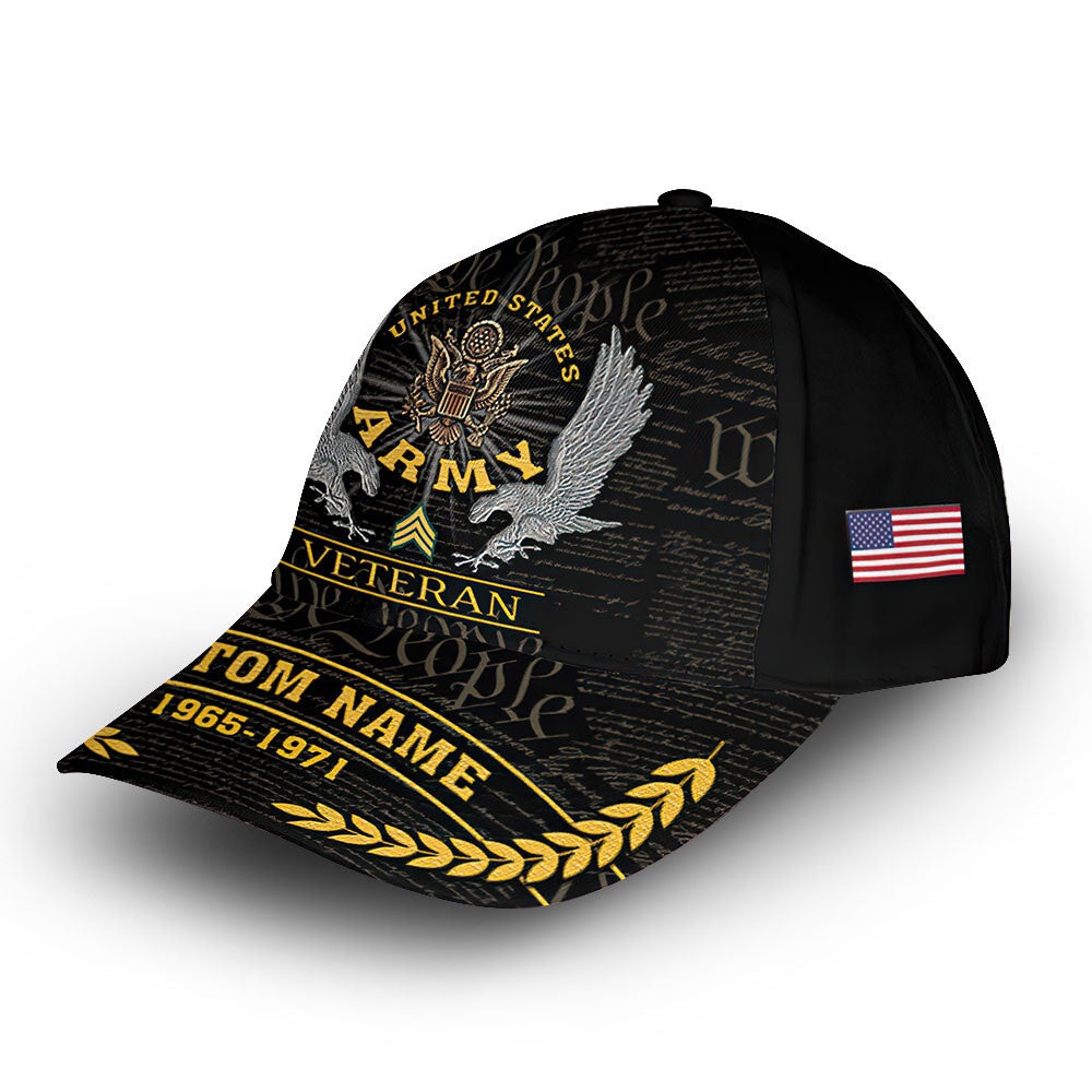 Unique Custom Name, Rank, Year, US Army Cap VPVC012901, Gifts For Army Veteran, Gifts For Dad, For Husband, Best Gifts On Father's Day, Independence Day, Veterans Day.