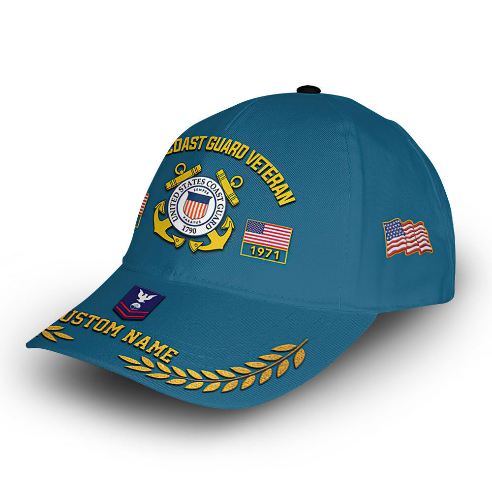 Premium Custom USCG Cap VPVC013010, Gifts For Coast Guard Veteran, Best Gifts On Father's Day, Armed Forces Day, Independence Day, Veterans Day.