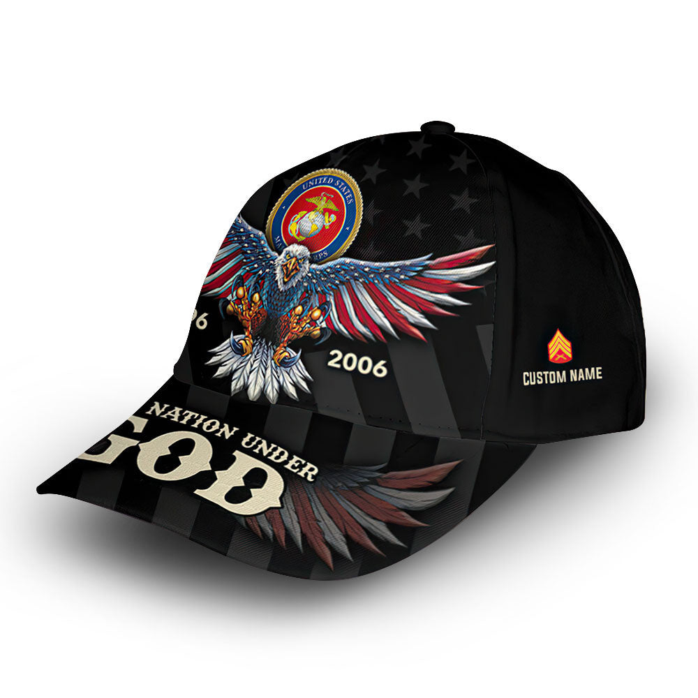Unique Custom Name, Rank, Year, USMC Cap VPVC013403, Gifts For Marine Veteran, Gifts For Dad, For Husband, Best Gifts On Father's Day, Independence Day, Veterans Day.